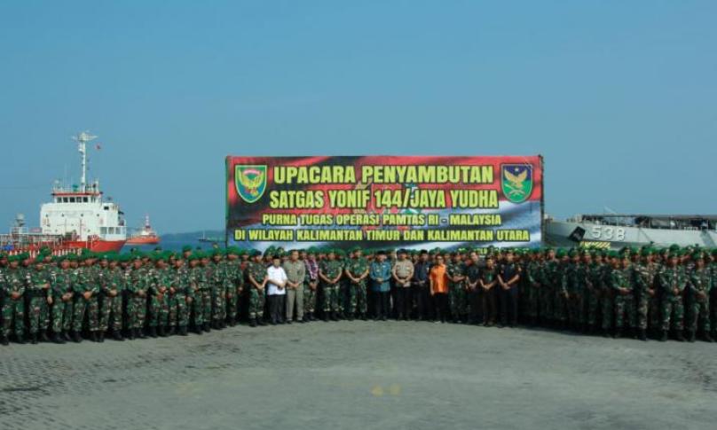 Satuan Tugas Pengamanan Perbatasan (Satgas Pamtas) Republik Indonesia dengan Malaysia telah kembali ke Bumi Rafflesia. Tim yang beranggotakan 450 prajurit dari Batalyon Infantri 144/Jaya Yudha Kodam II/Sriwijaya ini telah bertugas selama 9 bulan di perbatasan RI, Kalimantan Timur dan Kalimantan Utara. 