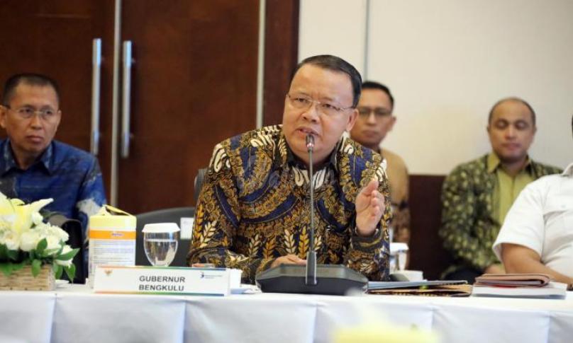 Gubernur Rohidin pada Rapat Koordinasi Nasional (Rakornas) Penyusunan Rencana Pemerintah (RKP) 2021 di Ruang Rapat Djunaedi Hadisumarto, Gedung Saleh Afiff, Kementerian PPN/Bappenas, Jakarta Pusat, Rabu (4/3).