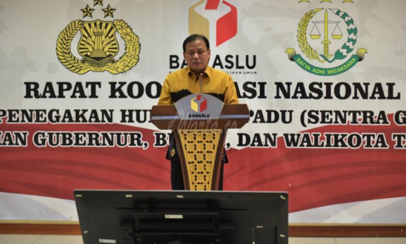 Ketua Bawaslu Abhan saat memberikan sambutan dalam Rakornas Sentra Gakkumdu di Gedung Bawaslu Jakarta, Senin 31 Agustus 2020/Foto: Irwan (Humas Bawaslu RI)