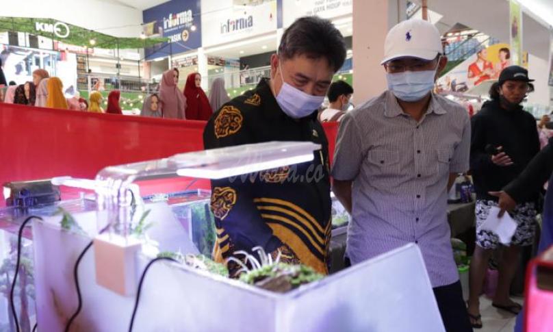 Kepala Biro Administrasi Perekonomian dan Sumber Daya Alam Sekretariat Daerah Provinsi Bengkulu Dr. Anzori Tawakal, ST. M.Si, saat membuka Pemeran Aquatic dan Kontes Nasional Ikan Cupang 2020