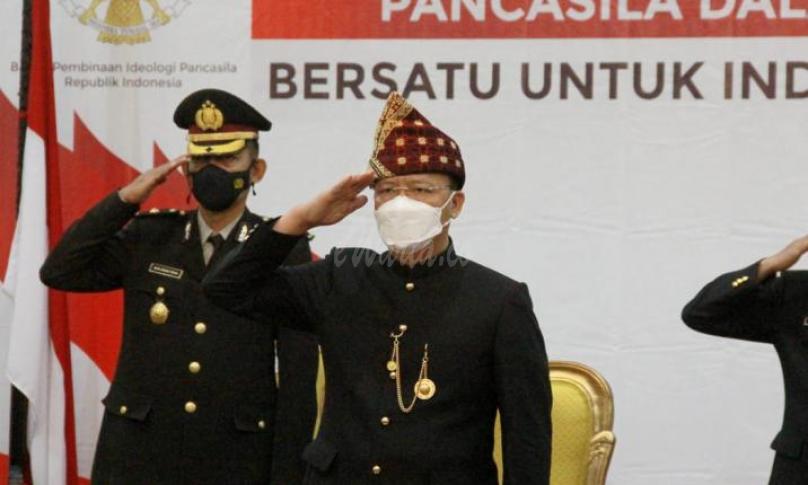 Upacara Peringatan Hari Lahir Pancasila, yang dipimpin langsung oleh Presiden Republik Indonesia Joko Widodo melalui virtual di Balai Raya Semarak Bengkulu, Selasa (1/6/202).