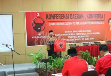 Gubernur Bengkulu, pada acara Konferda DPD PDIP Provinsi Bengkulu, di salah hotel di Bengkulu, Sabtu (29/06/2019)