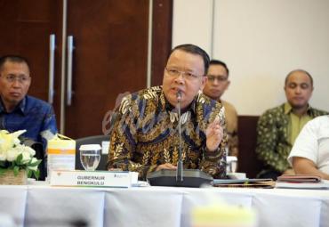 Gubernur Rohidin pada Rapat Koordinasi Nasional (Rakornas) Penyusunan Rencana Pemerintah (RKP) 2021 di Ruang Rapat Djunaedi Hadisumarto, Gedung Saleh Afiff, Kementerian PPN/Bappenas, Jakarta Pusat, Rabu (4/3).