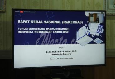 Rakernas Implementasi Reformasi Birokrasi dan Rakernas Forum Sekretaris Daerah Seluruh Indonesia (Forsesdasi) secara virtual, Rabu (30/9).