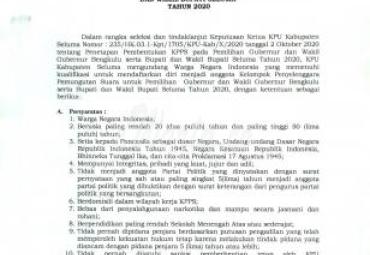Pengumuman Pembentukan KPPS KPU Seluma