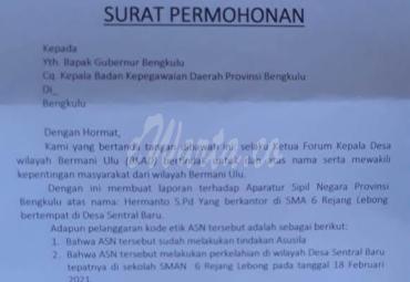Forum Kades Bermani Ulu Minta Gubernur 'Usir' Kepala SMA yang Terlibat Selingkuh