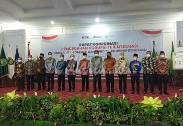 Rapat koordinasi pemberantasan korupsi terintegrasi bagi pemerintah daerah dan Dewan Perwakilan Rakyat Daerah (DPRD) di Provinsi Bengkulu Rabu (7/4/21)