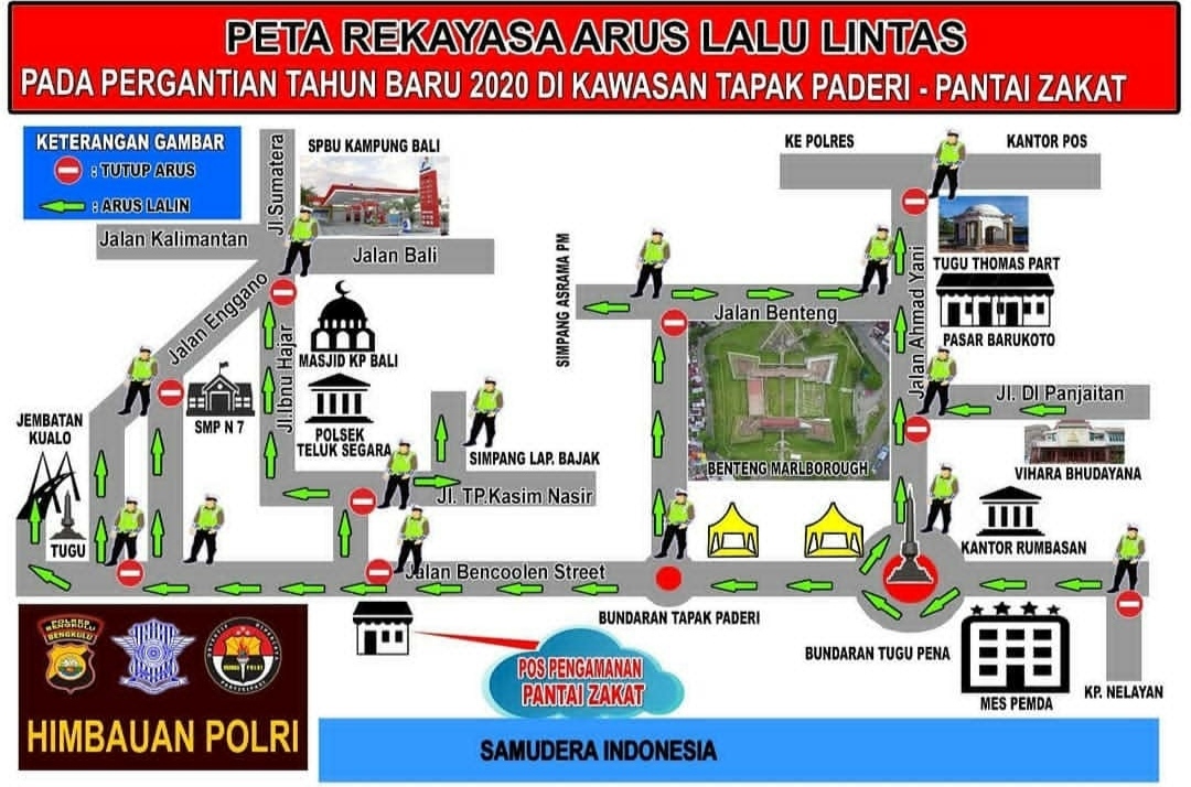 Peta rekayasa arus lalu lintas dikawasan pantai Tapak Paderi.