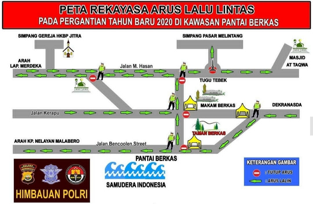 Peta rekayasa arus lalu lintas dikawasan pantai Berkas.