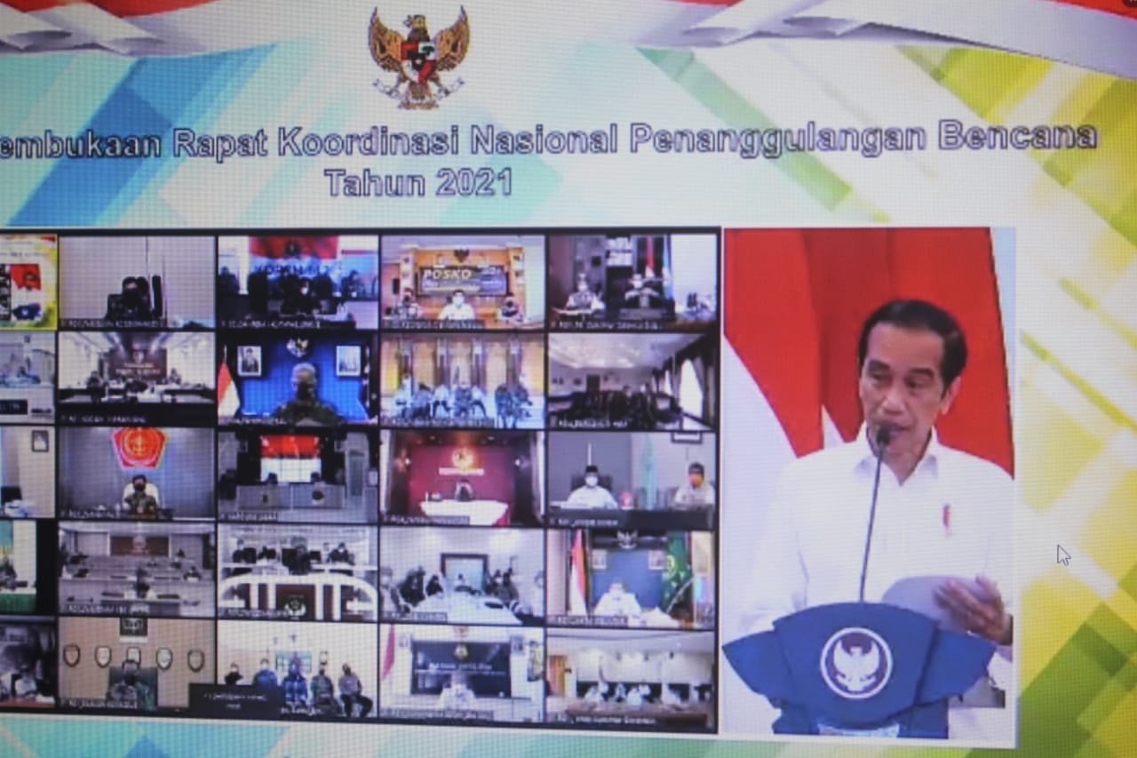 Rapat Koordinasi Nasionaln (Rakornas) Penanggulangan Bencana Tahun 2021 secara virtual