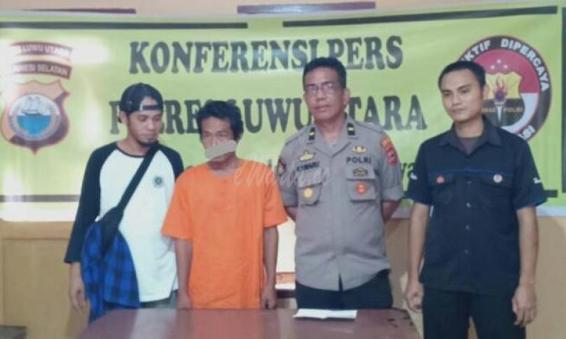Tersangka (ayah kandung sendiri) diamankan polisi