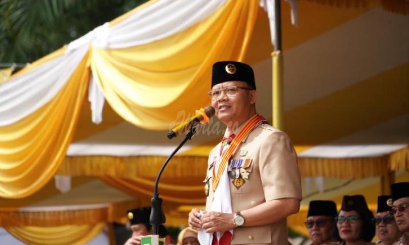 Pembukaan Jambore Daerah VI Tahun 2019 dan Peringatan Hari Sumpah Pemuda Tahun 2019, di Bumi Perkemahan Tebat Sekuning Jeranglah Kecamatan Manna, Kabupaten Bengkulu Selatan, Senin (28/10).