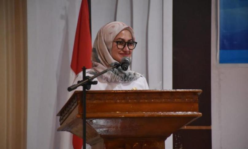 Bupati Luwu Utara, Indah P Indriani saat memberikan kata sambutan