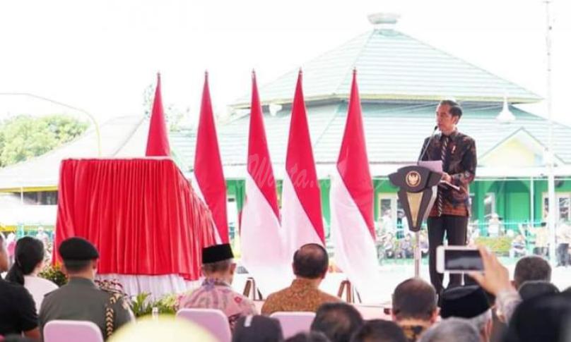 Presiden RI Joko Widodo saat menyampaikan sambutannya.