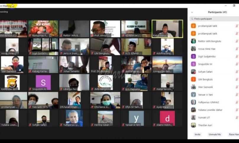 Virtual Meeting antar Lembaga, Organusasi, Perguruan Tinggi dan Tokoh Adat dan Masyarakat.