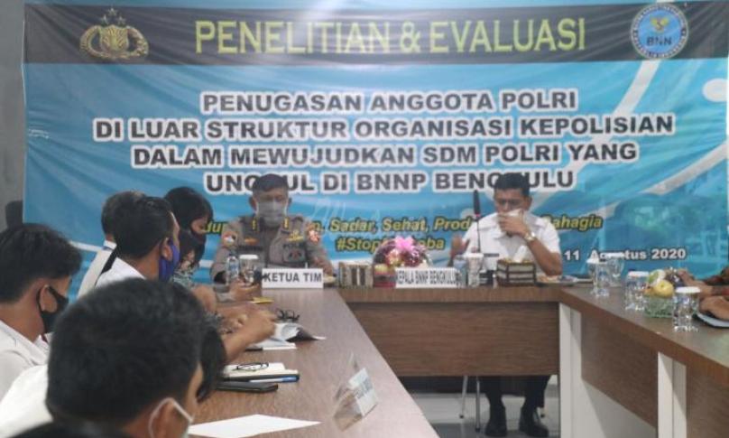 Pusat Penelitian dan Pengembangan (Puslitbang) Polri ke Polda Bengkulu, mengunjungi Badan Narkotika Nasional (BNN) Provinsi Bengkulu 