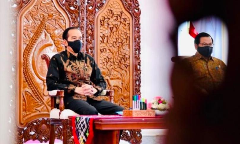 Presiden saat memberikan sambutan dalam acara Aksi Nasional Pencegahan Korupsi melalui konferensi video dari Istana Kepresidenan Bogor, Jawa Barat, Rabu (26/08/2020)
