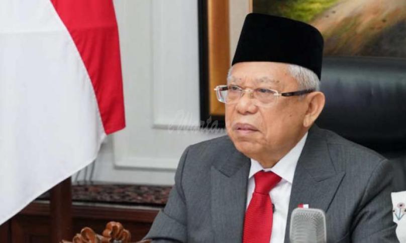 Wakil Presiden (Wapres) K. H. Ma’ruf Amin pada acara Peringatan Hari Konstitusi Tahun 2020 melalui video conference dari kediaman resmi Wapres, Jalan Diponegoro No. 2, Jakarta. Foto: Kominfo RI