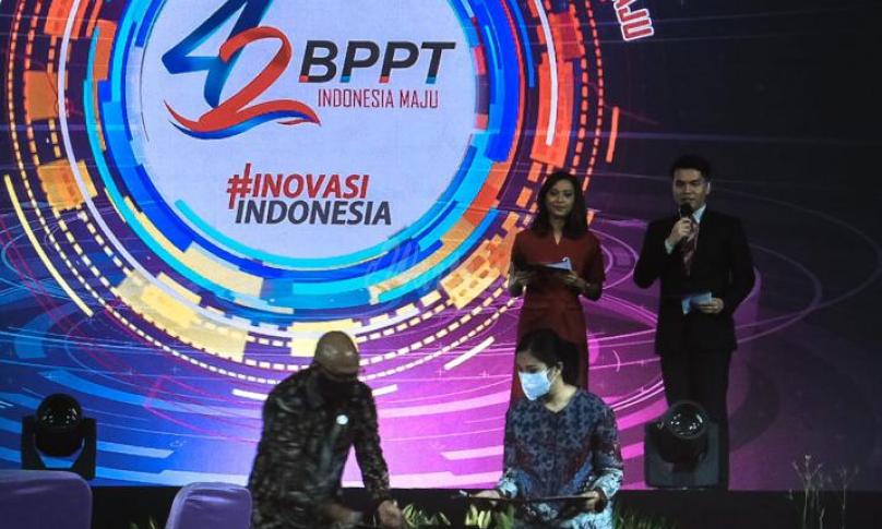 acara puncak perayaan HUT ke-42 BPPT yang mengambil tema "Membangun Ekosistem Inovasi Teknologi untuk Indonesia Maju" di Auditorium Gedung BJ Habibie, Jakarta, Senin (24/8/2020)