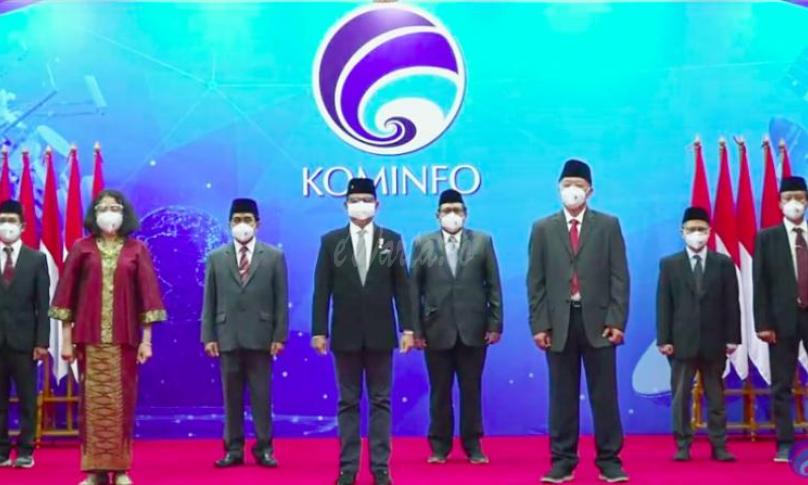 Upacara Peringatan Hari Kesaktian Pancasila secara virtual dari Aula Anantakupa Kementerian Kominfo, Jakarta, Kamis (01/10/2020).