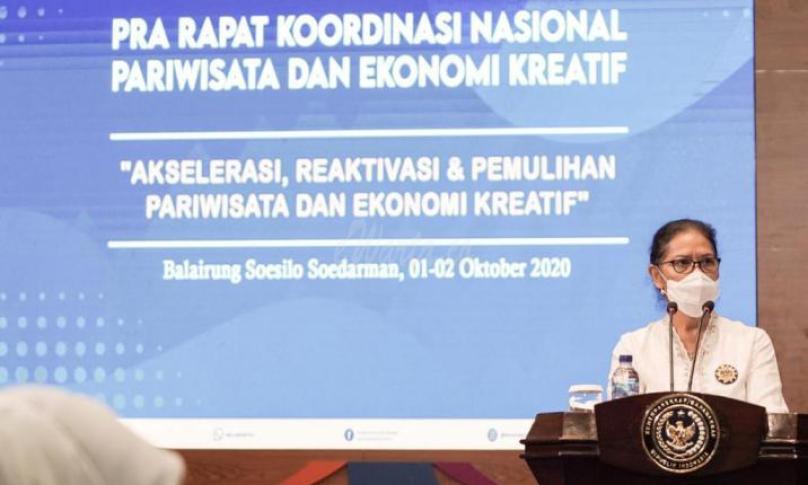 Direktur Pengembangan Promosi dan Citra Kementerian Perdagangan, Tuti Prahastuti dalam acara Pra Rakornas Pariwisata dan Ekonomi Kreatif 2020