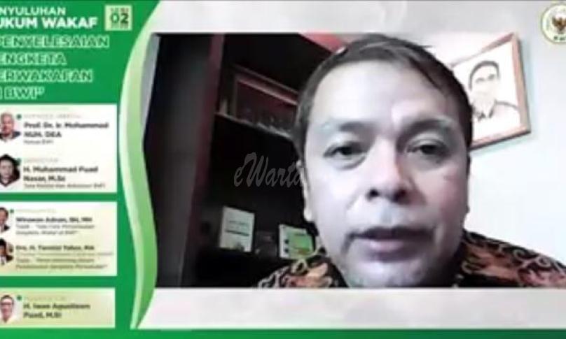 Sekretaris Ditjen Bimas Islam Muhammad Fuad Nasar dalam Webinar Penyelesaian Sengketa Perwakafan yang digelar Badan Wakaf Indonesia (BWI).