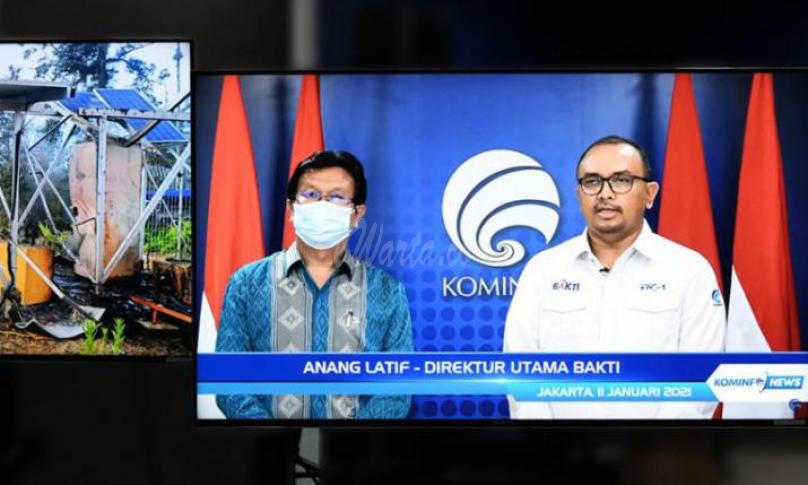 Konferensi Pers Virtual Gangguan Pembakaran Jaringan Palapa Ring Timur di Papua dari Press Room Kementerian Kominfo, Jakarta, Senin (11/01/2020).