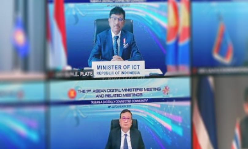 Menteri Komunikasi dan Informatika, Johnny G. Plate melakukan pertemuan bilateral  dengan Menteri Komunikasi dan Informasi Singapura, S. Iswaran pada Kamis (21/01/2021) yang lalu. Audiensi ini dilakukan di sela-sela Pertemuan Menteri Digital ASEAN atau ASEAN Digital Ministers’ Meeting (ADGMIN) yang berlangsung secara virtual pada 21-22 Januari 2021.