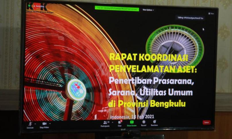 Rapat Penertiban PSU di Provinsi Bengkulu bersama Direktorat I Korsup KPK RI, Kamis (18/2/2021).