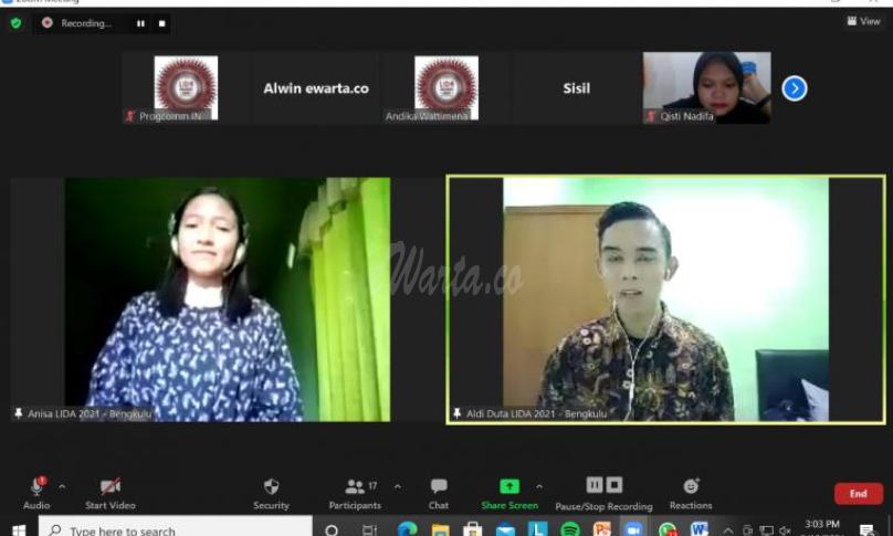 Dua duta Bengkulu saat Media Tour LIDA 2021 via Zoom