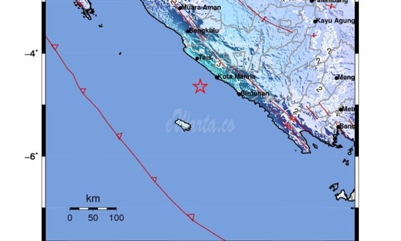 Gempa Bumi Tektonik M 5,2 Guncang Bengkulu