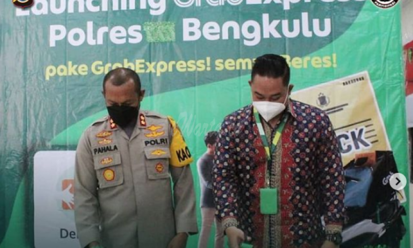Polres Bengkulu Launcing Pelayanan SKCK Via Aplikasi Grab Express