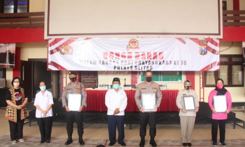 Hari Bahayangkara ke 75, Polres Blitar Gelar Donor Darah Sinergi