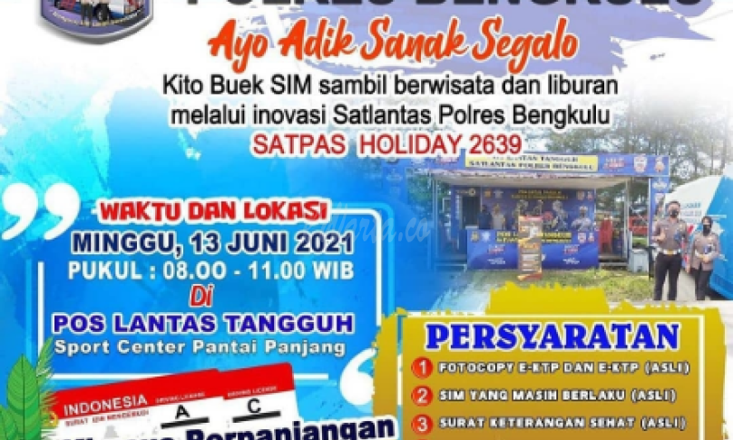 Perpanjang SIM Sambil Liburan, Polres Bengkulu Buka Layanan di Sport Center