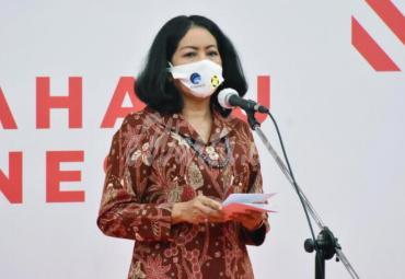 Sekjen Kementerian Kominfo Rosarita Niken Widiastuti dalam acara "Pelantikan dan Pengangkatan Jabatan Administrasi ke dalam Jabatan Fungsional Tahap Kedua" secara virtual dari Ruang Serbaguna Kantor Kementerian Kominfo, Jakarta, Selasa (25/08/2020). - (AYH)