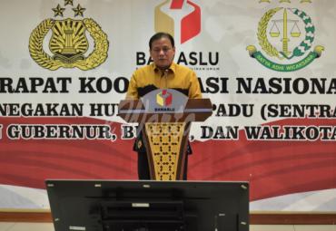 Ketua Bawaslu Abhan saat memberikan sambutan dalam Rakornas Sentra Gakkumdu di Gedung Bawaslu Jakarta, Senin 31 Agustus 2020/Foto: Irwan (Humas Bawaslu RI)