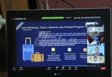 Rapat Kordinasi Stimulus BBI Untuk Sektor  Pariwisata dan Ekonomi Kreatif secara virtual, Jumat (18/9).