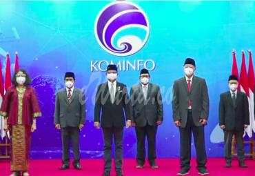 Upacara Peringatan Hari Kesaktian Pancasila secara virtual dari Aula Anantakupa Kementerian Kominfo, Jakarta, Kamis (01/10/2020).