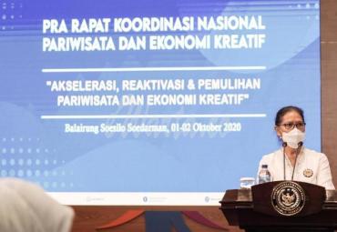Direktur Pengembangan Promosi dan Citra Kementerian Perdagangan, Tuti Prahastuti dalam acara Pra Rakornas Pariwisata dan Ekonomi Kreatif 2020