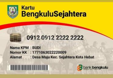 Kartu Bengkulu Sejahtera yang di duga terdapat loggo Bank Bengkulu, salah satu BUMD provinsi Bengkulu.