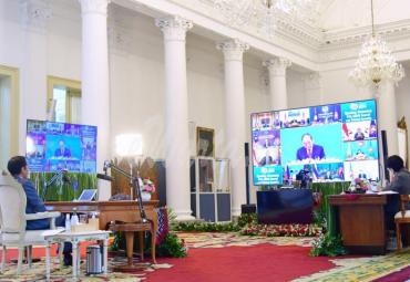 Presiden saat menyampaikan pidato pada KTT Pleno ke-37 ASEAN dari Istana Kepresidenan Bogor, Jawa Barat, Kamis (12/11/2020).