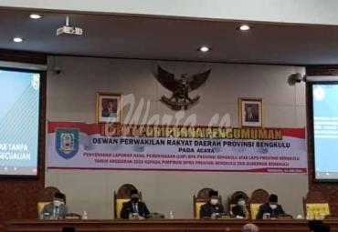 Penyerahan LHP BPK LKPD 2020, Provinsi Bengkulu Bawa Opini WTP