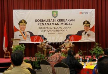 Sosialisasi Kebijakan Penanaman Modal yang di gelar oleh Dinas Penanaman Modal dan Pelayanan Terpadu Satu Pintu (DPMPTSP) Provinsi Bengkulu, Selasa (15/6/2021).